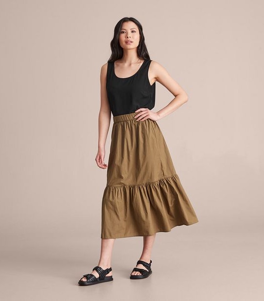 Cotton Poplin Tiered Skirt