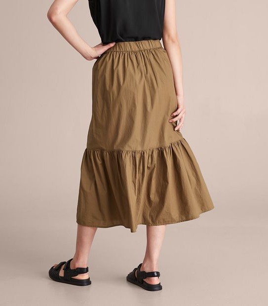 Cotton Poplin Tiered Skirt