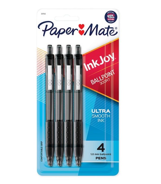 4 Pack Paper Mate InkJoy 300RT Retractable 1.0mm Ballpoint Pen - Black