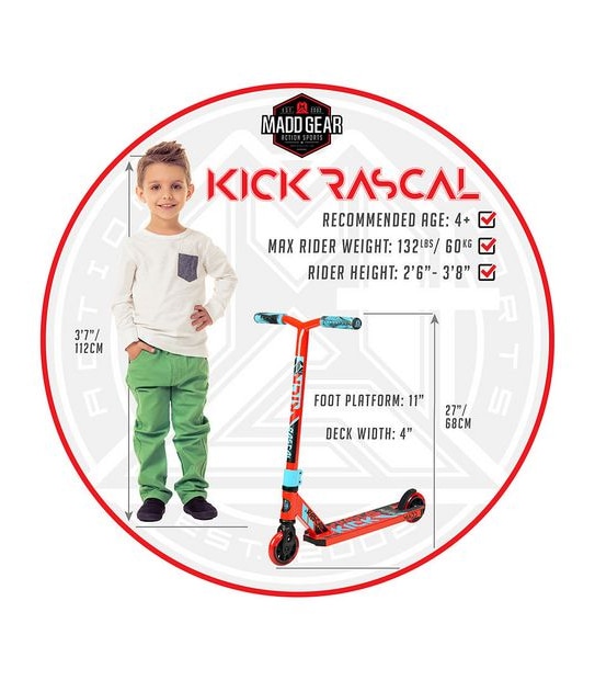 Madd Gear Kick Rascal Scooter - Red/Blue
