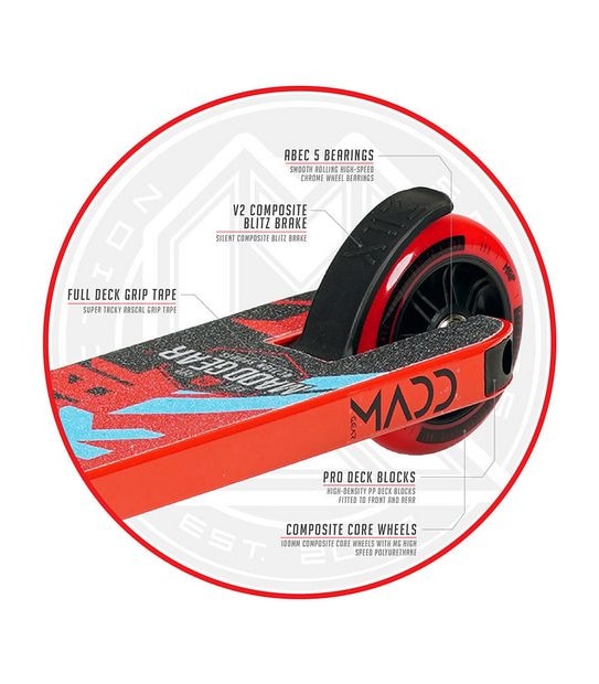 Madd Gear Kick Rascal Scooter - Red/Blue