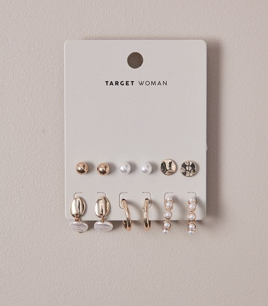 6 Pack Mixed Pearl Earrings