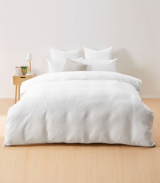 Waffle Quilt Cover Set - White