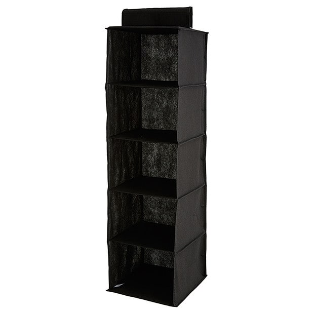 5 Shelf Hanging Fabric Storage System - Black 5 Shelf Hanging Fabric Storage System - Black
