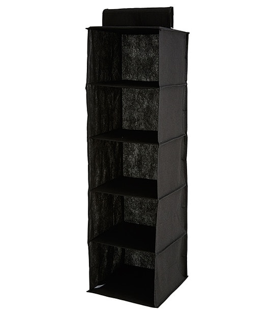 5 Shelf Hanging Fabric Storage System - Black