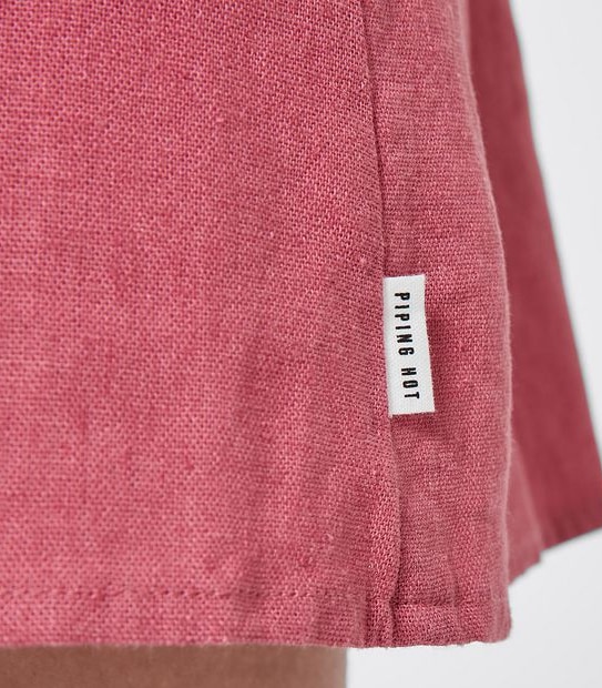 Piping Hot Button Through Linen Blend Mini Dress