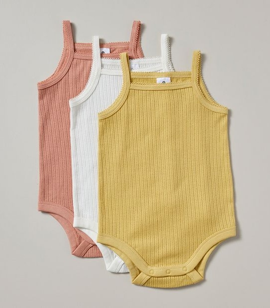 3 Pack Baby Organic Cotton Singlet Bodysuits
