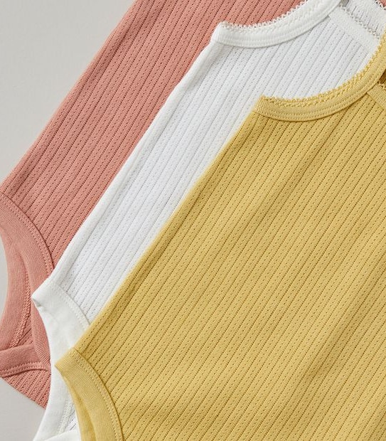 3 Pack Baby Organic Cotton Singlet Bodysuits