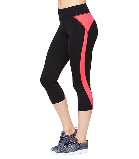 Active 3/4 Panelled Leggings - Black / Pink 1 of 4