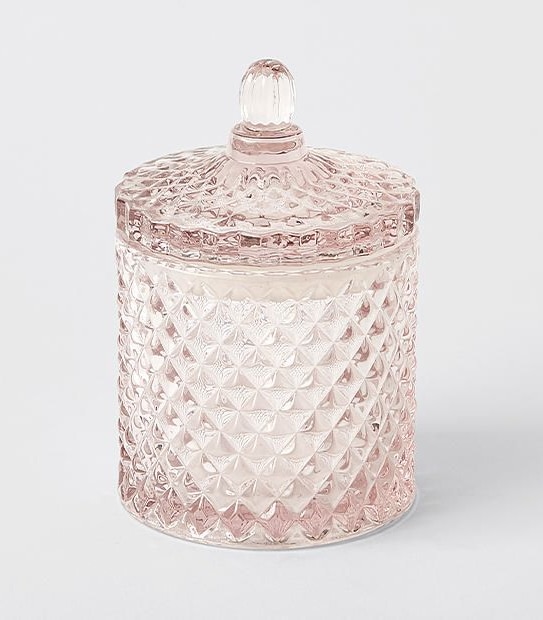 Pink Cut Glass Jar