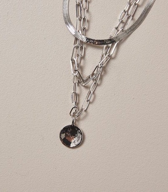Layered Snake Chain Necklace - Silver