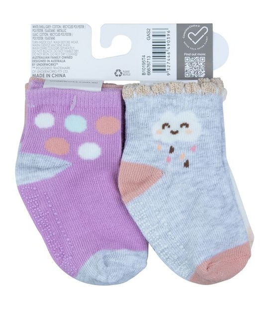 Underworks Baby 4 Pack Crew Socks