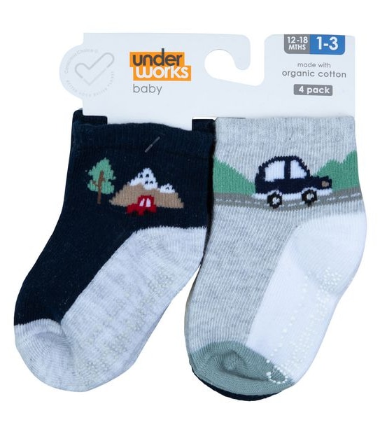 Underworks Baby 4 Pack Crew Socks