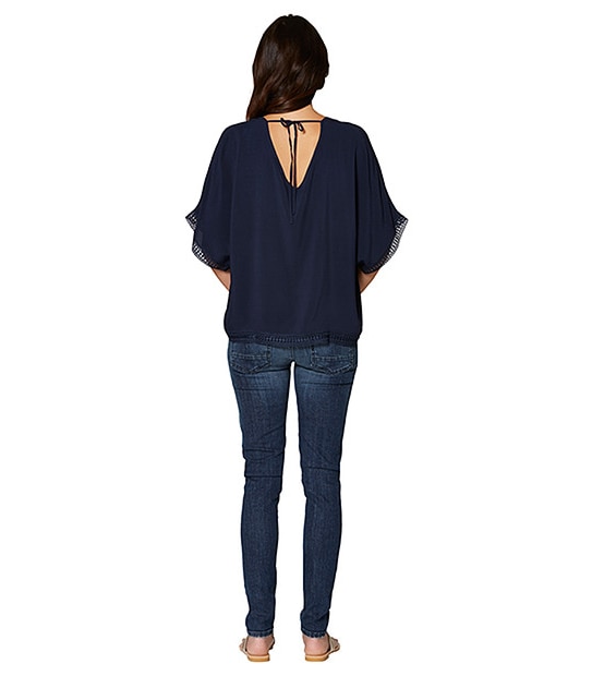Crochet Detail Top - Peacoat 2 of 5