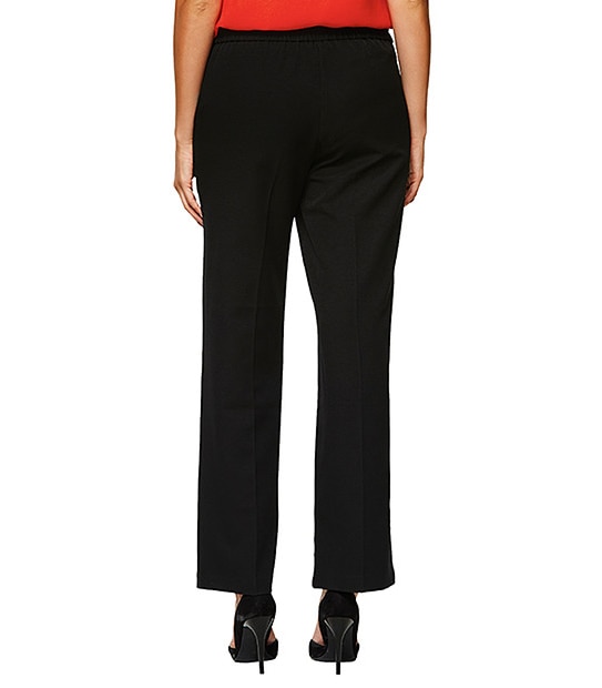 Elastic Waist Wide Leg Pants - Black