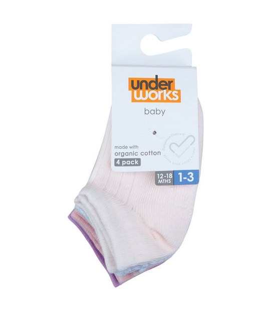 Underworks Baby 4 Pack Low Cut Socks
