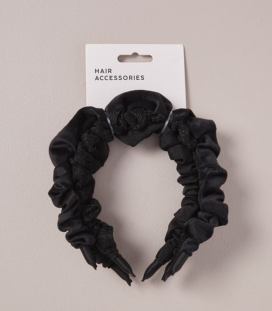3 Pack Ruched Headband - Black