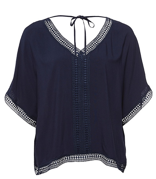 Crochet Detail Top - Peacoat 4 of 5