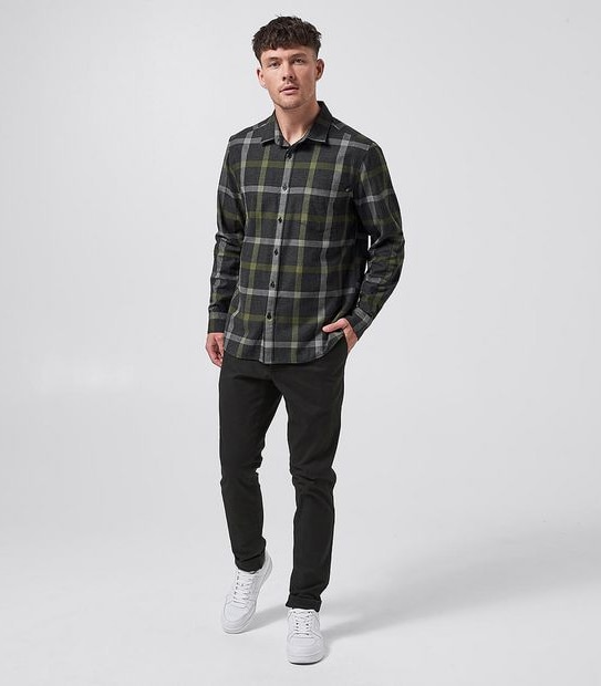 Commons Long Sleeve Shirt - Charcoal/Khaki Check