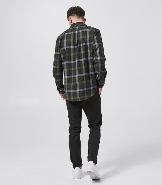 Commons Long Sleeve Shirt - Charcoal/Khaki Check