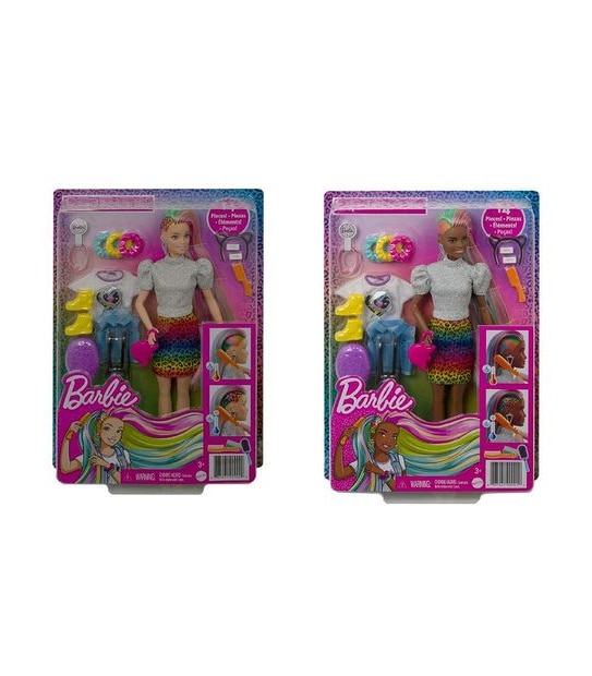 Barbie Leopard Rainbow Hair Doll With Color-Change Hair Feature, 16  Accessories, Ages 3 To 7