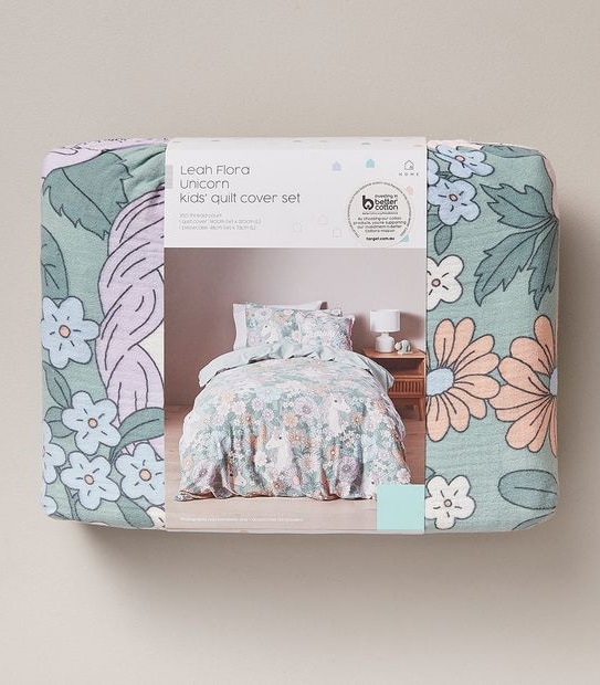 Leah Flora Unicorn Quilt Cover Set