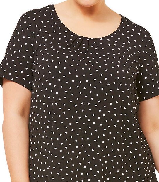 Belle Curve Pleated Front Print T-Shirt - Black/ White 4 of 4