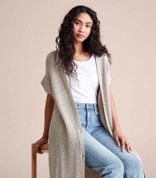 Linen Blend Sleeveless Cardigan