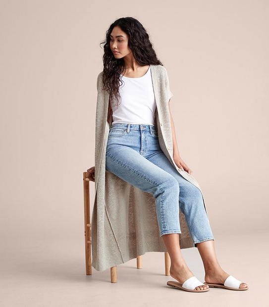Linen Blend Sleeveless Cardigan