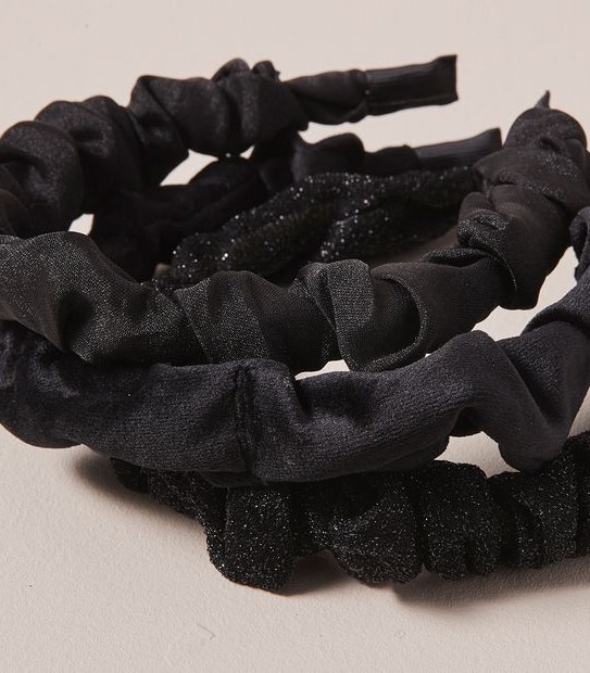 3 Pack Ruched Headband - Black