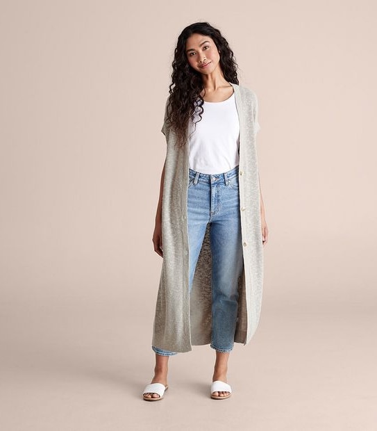 Linen Blend Sleeveless Cardigan