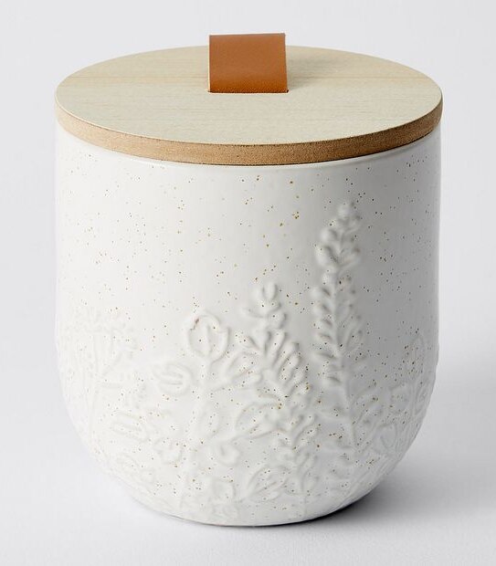 Pressed Speckle Glaze Candle with Wooden Lid