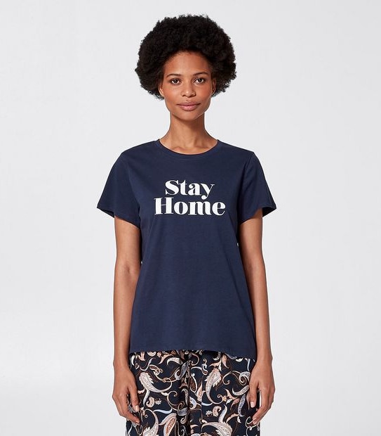 Printed Sleep T-Shirt - Navy Blue