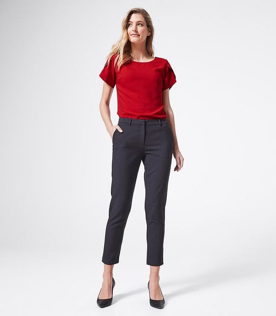 Preview Birdseye Suiting Ankle Slim Pants - Navy Blue