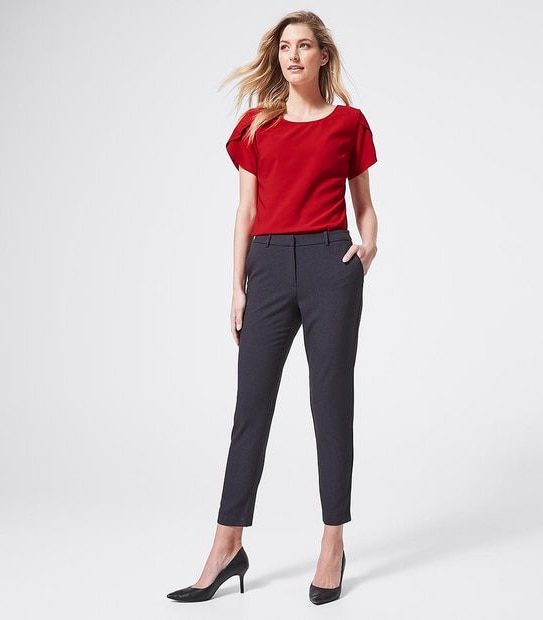 Preview Birdseye Suiting Ankle Slim Pants - Navy Blue