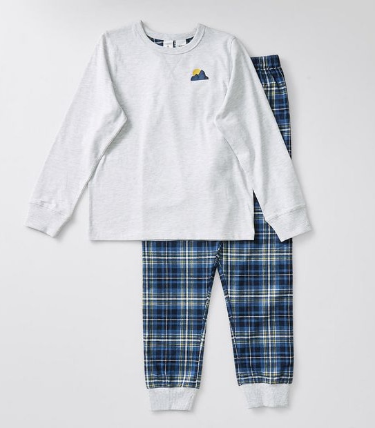 Check Print Pyjama Set - Grey