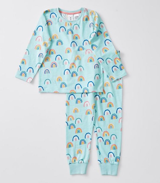 Rainbow Print Pyjama Set - Green