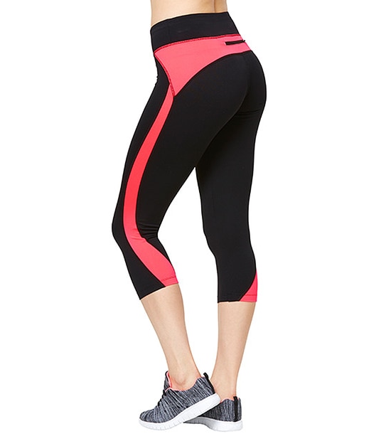 Active 3/4 Panelled Leggings - Black / Pink 2 of 4