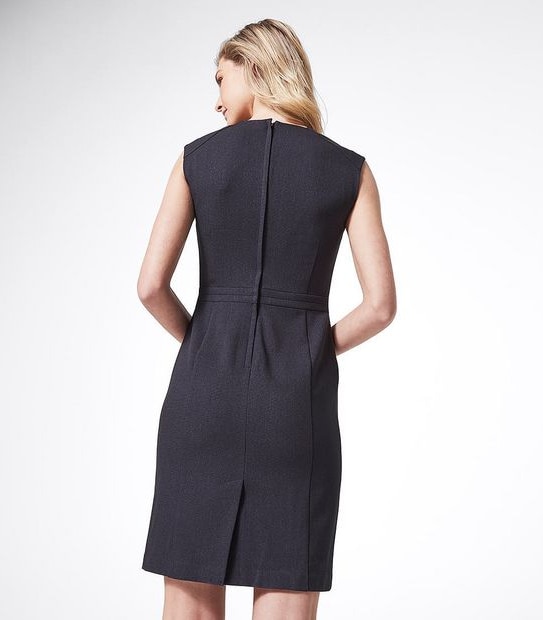 Preview Birdseye Sheath Dress - Navy Blue