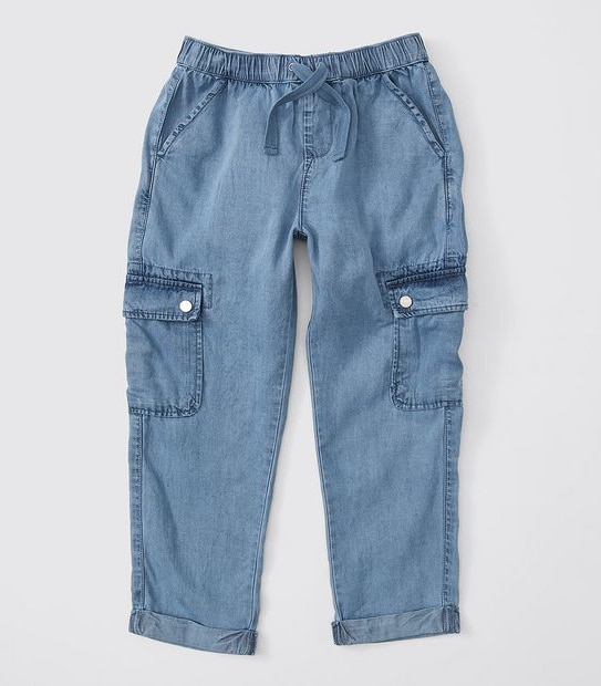 Girls Chambray Utility Pants - Blue