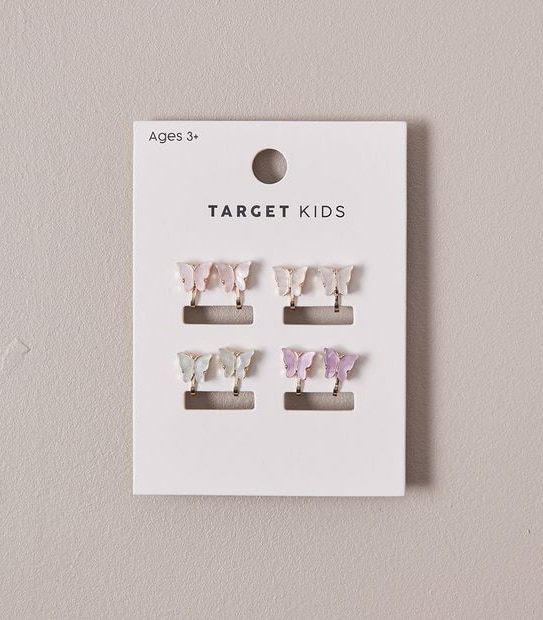 4 Pack Butterfly Clip On Earrings
