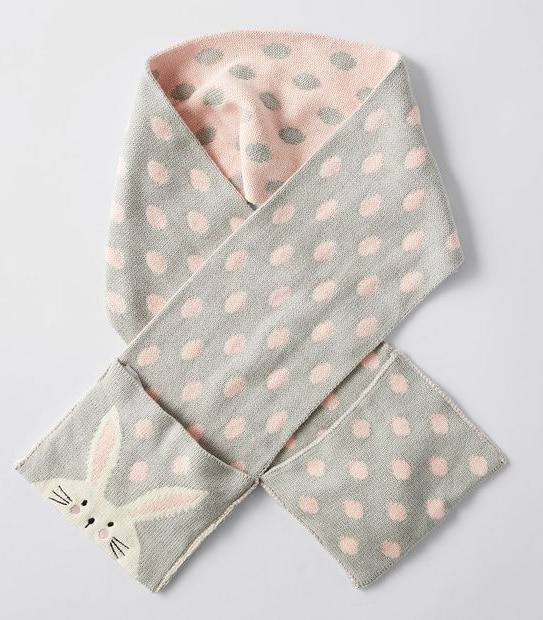 Polka Dot Pocket Scarf - Grey/Pink