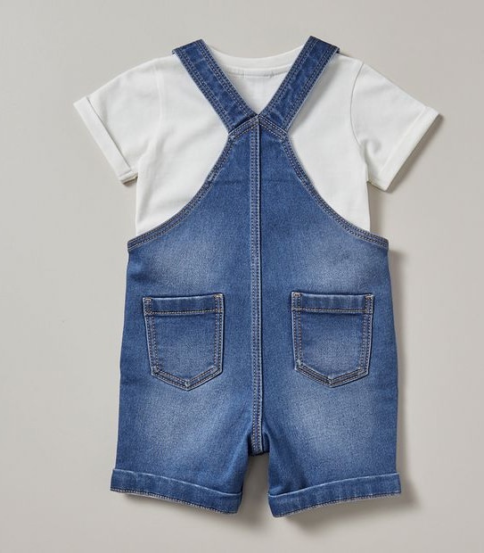 2 Piece Baby Denim Overall and T-shirt Set