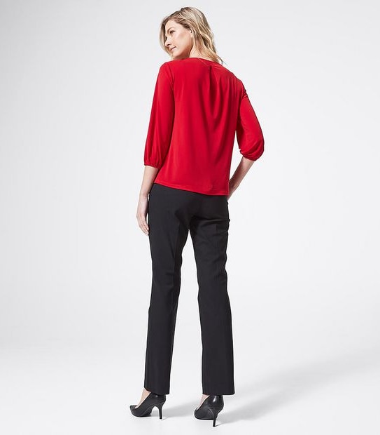 Preview 3/4 Sleeve Knit Shell Top with Trim - Siren Red