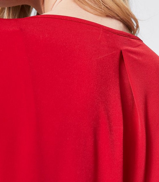 Preview 3/4 Sleeve Knit Shell Top with Trim - Siren Red