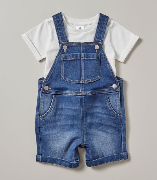 2 Piece Baby Denim Overall and T-shirt Set