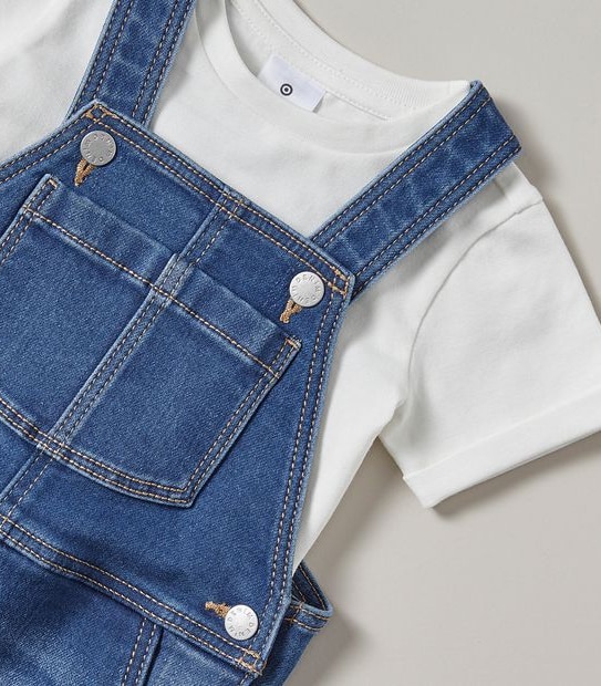 2 Piece Baby Denim Overall and T-shirt Set