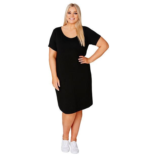 Belle Curve Jersey T-Shirt Dress - Black