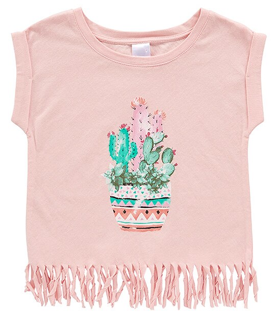 Cactus Print Fringe Top