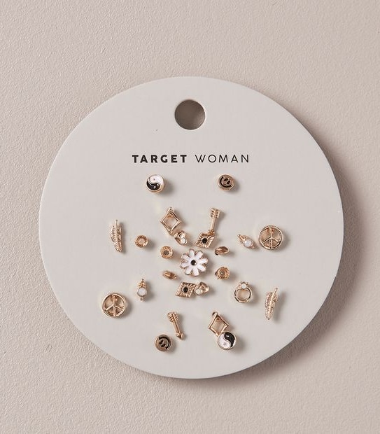 13 Pack Mixed Stud Earrings